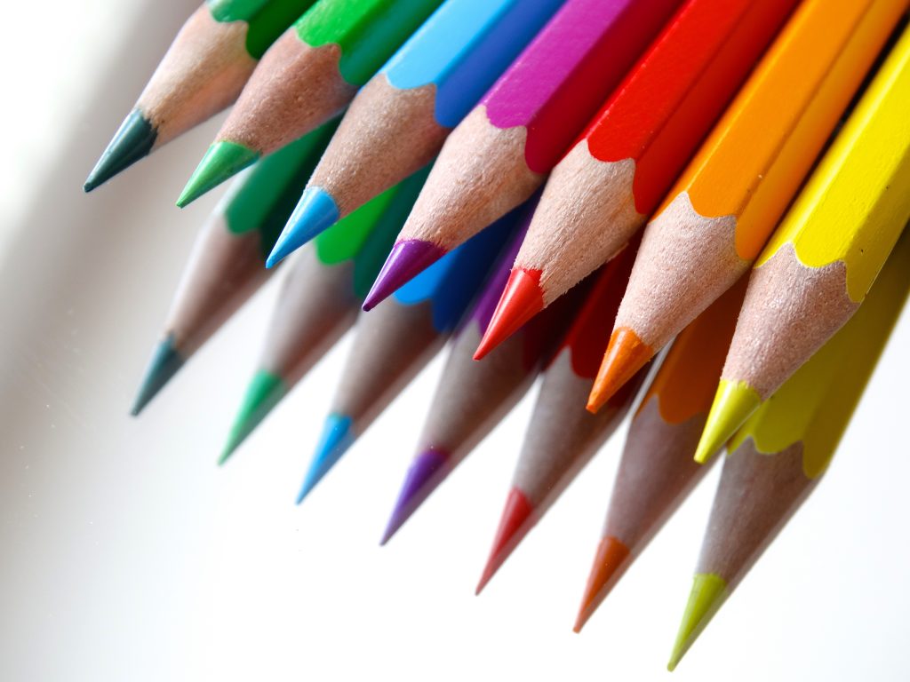 Colored pencils for coloring in books